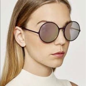 Henri Bendel Lacey Dark Brown Round Sunglasses
